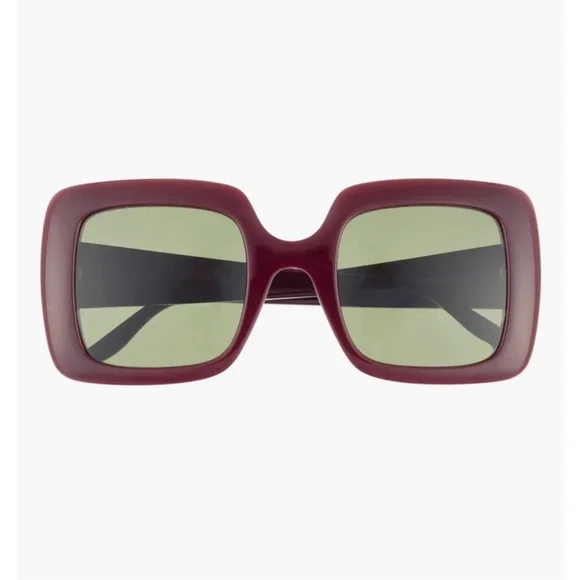 Gucci Burgundy Square Oversized Sunglasses - Picture 3 of 16